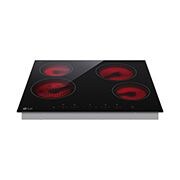 LG Вбудована електрична поверхня, 60см, таймер приготування, сеносрне керування, чорна, Зображення з увімкненою підсвіткою спереду, CBEZD2414B, thumbnail 4