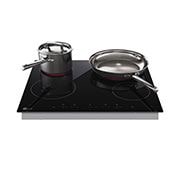 LG Вбудована електрична поверхня, 60см, таймер приготування, сеносрне керування, чорна, Зображення варильної поверхні спереду, CBEZD2414B, thumbnail 9