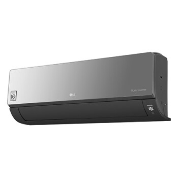 Настінний блок LG Wall Mounted ARNU15GSJR4 має довгу прямокутну форму паралелепіпеда чорного кольору й злегка вигнутий низ. Унизу є вихід для повітря, а вгорі&nbsp;— решітка.1