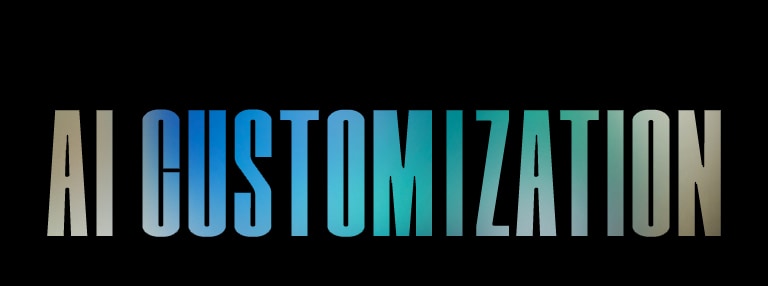 На чорному тлі написано "НАЛАШТУВАННЯ ШІ" жирним шрифтом і великими літерами з градієнтною кольоровою схемою від світло-сірого ліворуч до відтінків синього та зеленого праворуч.