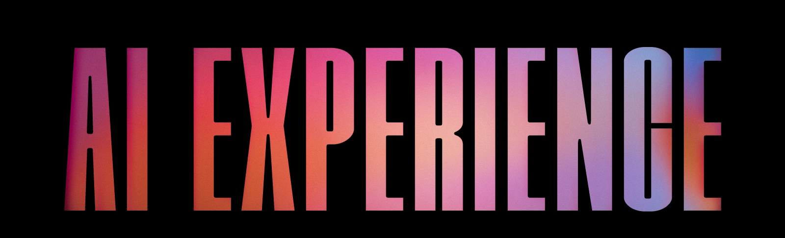 На чорному тлі написано "ВЗАЄМОДІЯ ІЗ ШІ" жирним шрифтом і великими літерами з градієнтною кольоровою схемою від рожевого та помаранчевого ліворуч до фіолетового та синього праворуч.