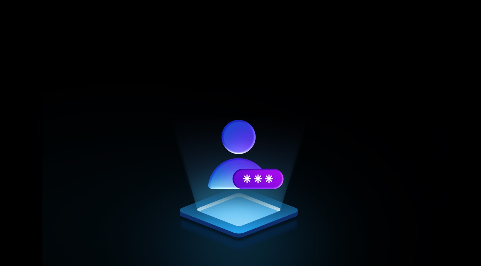 Неонова графіка на чорному тлі. Безпечне зберігання даних показує зображення людини та бульбашку з трьома зірочками над неоново-синім діамантом.