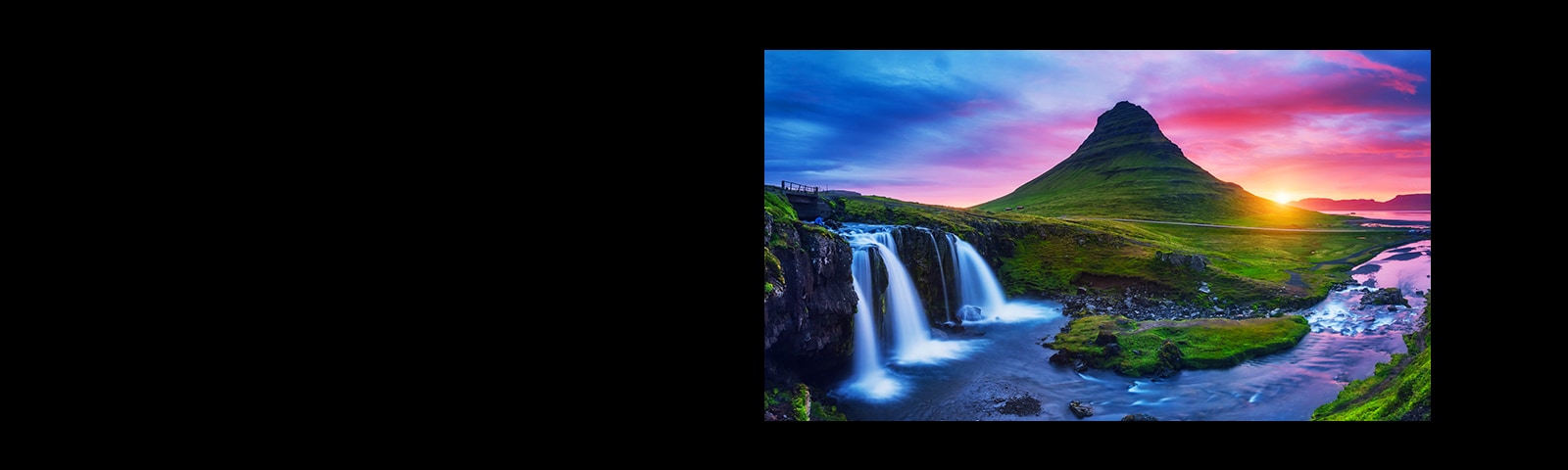 Показано галерею із 6 зображеннями повітряних куль у небі. Вибрано два зображення. Потім з’являється галерея із 6 зображеннями людей, які пускають мильні бульбашки. Вибрано ще 2. З’являється чорний екран із рожево-фіолетовою піктограмою завантаження. З’являється містичний пейзаж, зліва направо поступово проявляється деталізація.