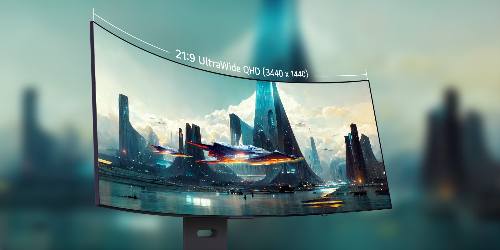 Вигнутий OLED-монітор зі співвідношенням сторін 21:9 забезпечує захопливий та захопливий досвід завдяки збалансованому та оптимізованому співвідношенню сторін.