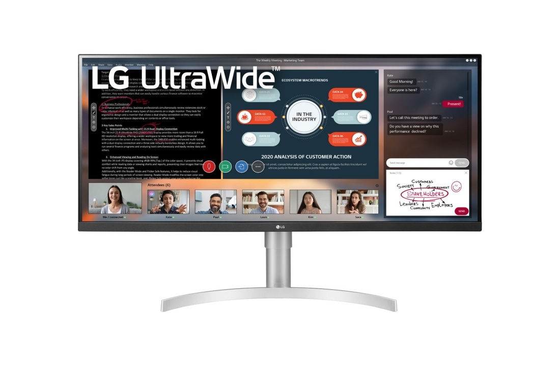 LG 34” UltraWide™ Full HD IPS монітор з колірним простором sRGB 99%, 34WN650-W