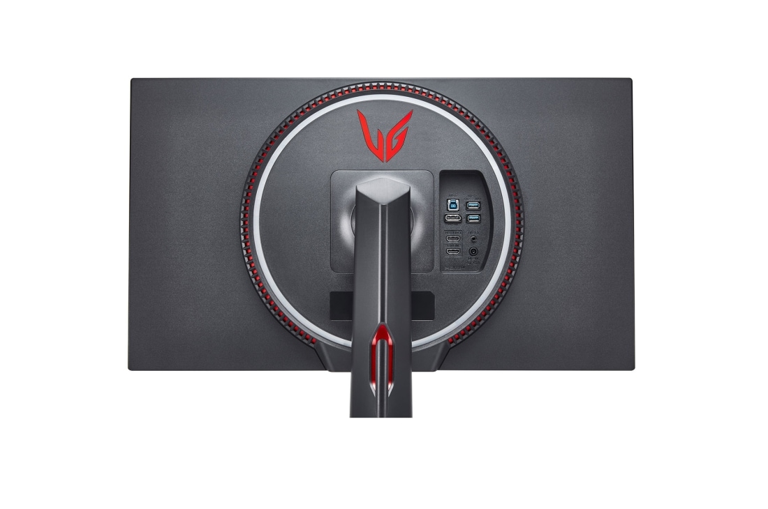 LG 27 ''LG UltraGear ™ 4K UHD Nano IPS 1мс (GtG) ігровий монітор з технологією VESA DSC та сумісний з NVIDIA® G-SYNC®, close up rear view with Sphere Lighting 2.0 in white, and red , 27GN950-B, thumbnail 11