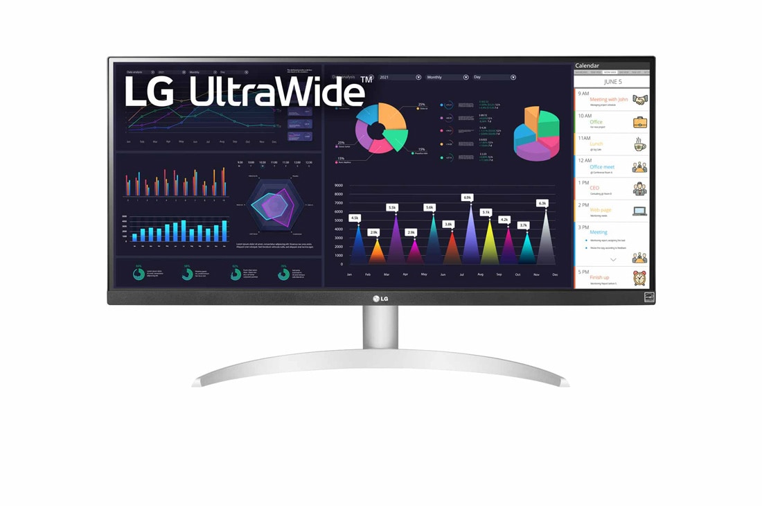 LG 29'' 21:9 UltraWide™ Full HD IPS монітор з AMD FreeSync™ , вигляд спереду, 29WQ600-W
