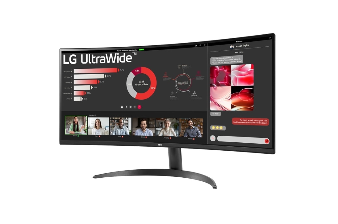 LG 34'' 21:9 Curved UltraWide™ QHD (3440 x 1440) монітор на основі технології FreeSync™, вигляд збоку під кутом –15°, 34WR50QC-B, thumbnail 2