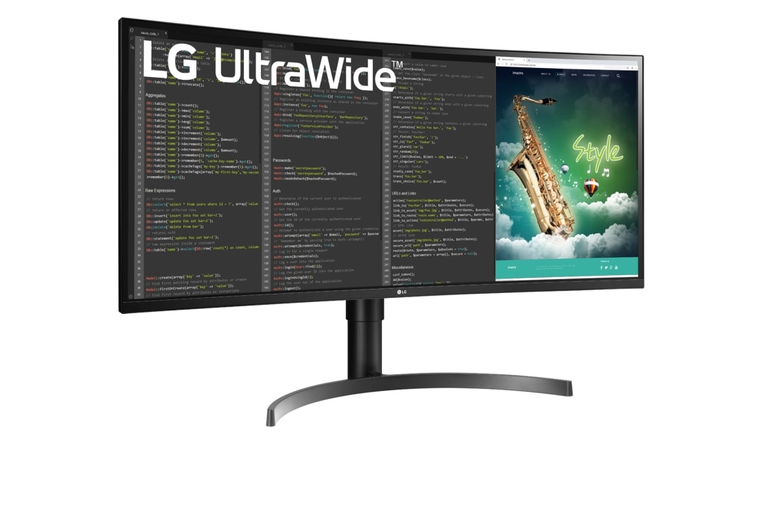 LG 35'' UltraWide™ QHD HDR VA Curved Monitor, вигляд збоку під кутом +15°, 35WN75C-B, thumbnail 3