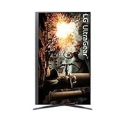 LG 32-дюймовий ігровий монітор UltraGear™ QHD IPS 180 Гц | 1 мс (GtG), DisplayHDR™ 400, front view with the display pivoting 90 degrees in a portrait view, 32GS75Q-B, thumbnail 10