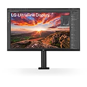 LG 31.5'' UHD 4K Ergo IPS Монітор LG UltraFine з USB-C, front view with the monitor arm on the center, 32UN880K-B, thumbnail 2