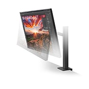 LG 31.5'' UHD 4K Ergo IPS Монітор LG UltraFine з USB-C, perspective view with monitor tilted downward, 32UN880K-B, thumbnail 5