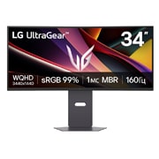 LG 34-дюймовий вигнутий ігровий монітор LG UltraGear™ OLED 160 Гц WQHD | 160 Гц, AMD FreeSync™ Premium, front view, 34G600A-B, thumbnail 1