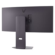LG 34-дюймовий вигнутий ігровий монітор LG UltraGear™ OLED 160 Гц WQHD | 160 Гц, AMD FreeSync™ Premium, rear perspective view with lights on, 34G600A-B, thumbnail 13