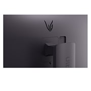 LG 34-дюймовий вигнутий ігровий монітор LG UltraGear™ OLED 160 Гц WQHD | 160 Гц, AMD FreeSync™ Premium, close-up view of the rear emblem lights off, 34G600A-B, thumbnail 14