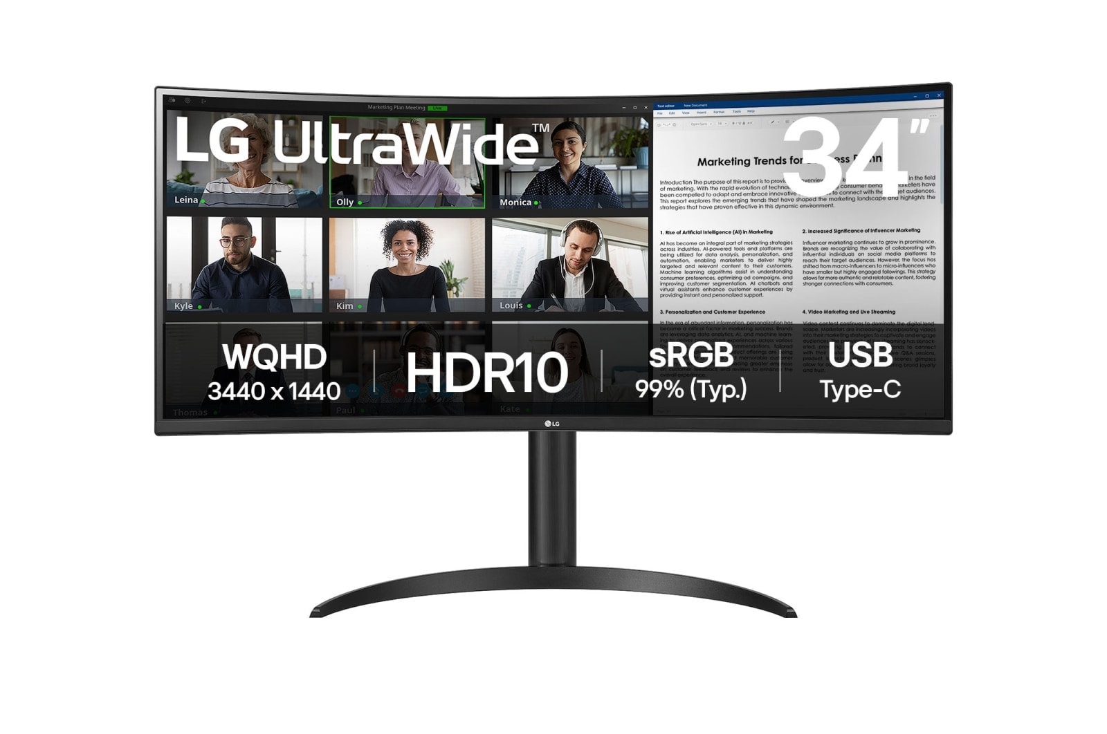 LG 34インチ Curved UltraWide Gaming Monitor 34WR55QK 34'' вигнутий монітор LG UltraWide (2024) | LG Україна