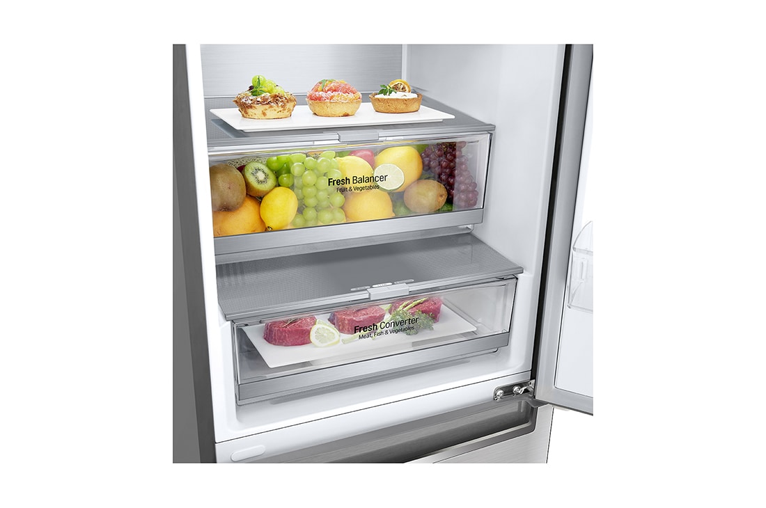 LG 384 л| Холодильник з нижньою морозильною камерою | DoorCooling+| Fresh Balancer | Fresh Converter |ThinQ, GW-B509PSAX, thumbnail 4
