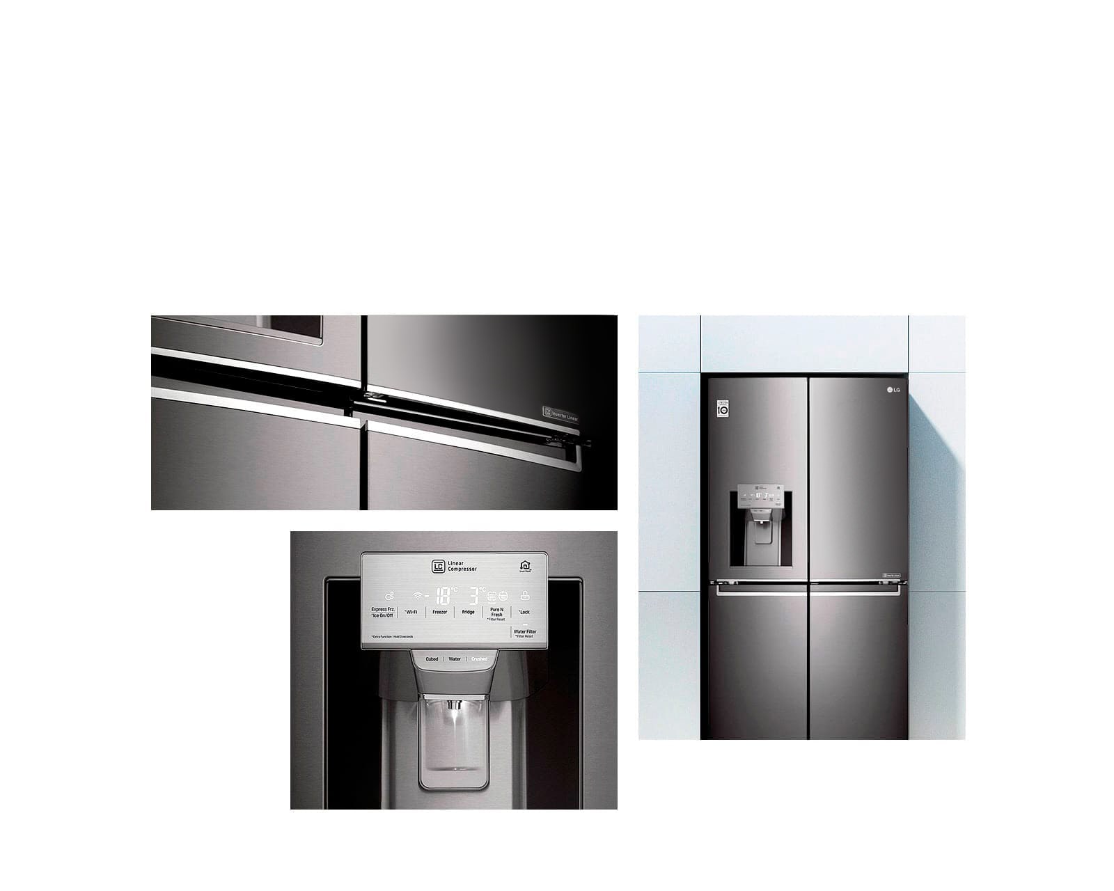 Прихована кнопка для відкривання  <br>та Диспенсер для води і льоду1