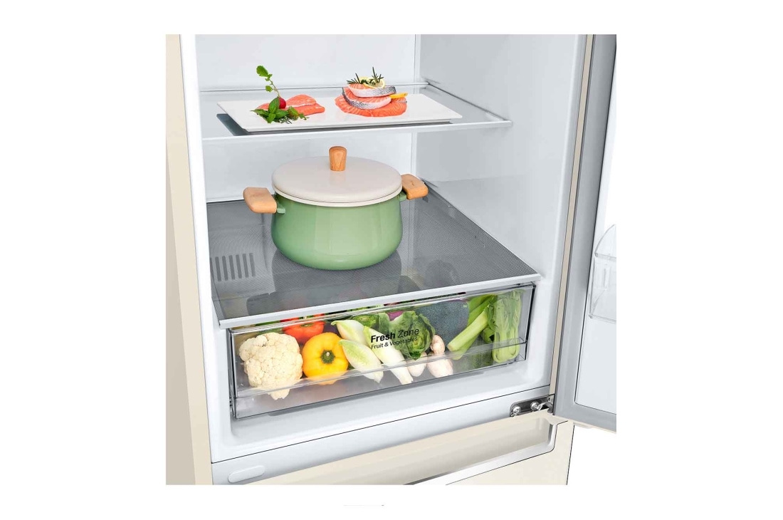 LG 341 л| Холодильник з нижньою морозильною камерою | DoorCooling+ | Інверторний компресор | Total No Frost , bottom open food, GC-B459SECL, thumbnail 7