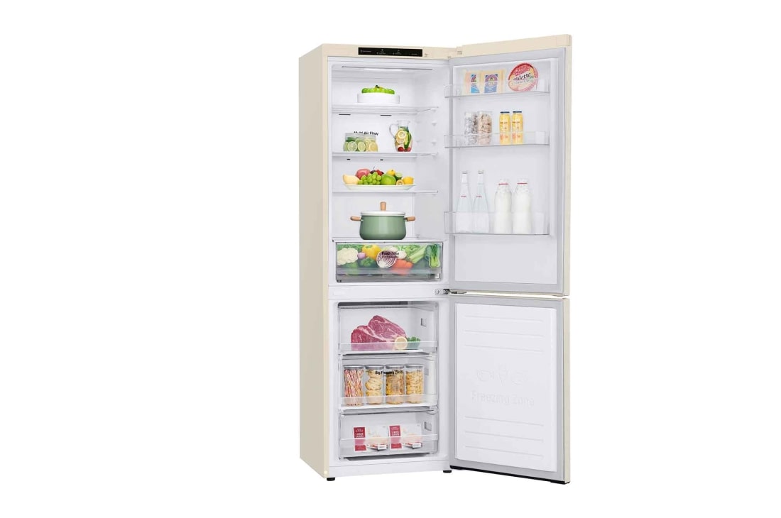 LG 341 л| Холодильник з нижньою морозильною камерою | DoorCooling+ | Інверторний компресор | Total No Frost , side all open food, GC-B459SECL, thumbnail 11