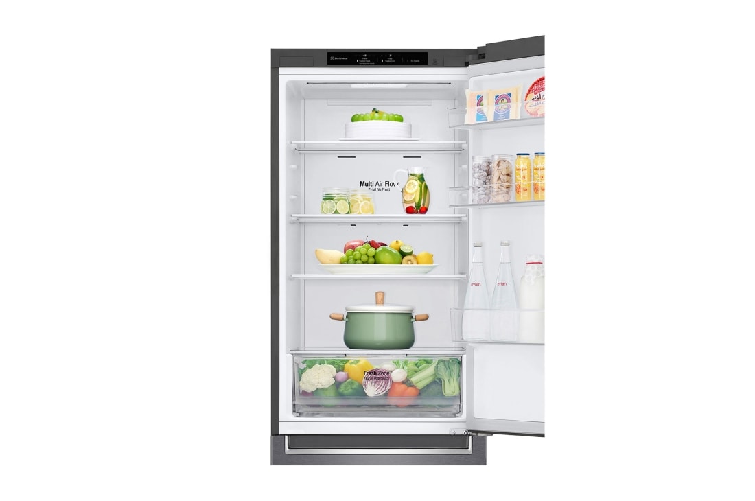 LG 341 л| Холодильник з нижньою морозильною камерою | DoorCooling+ | Інверторний компресор | Total No Frost , Top view open door with food, GC-B459SLCL, thumbnail 5