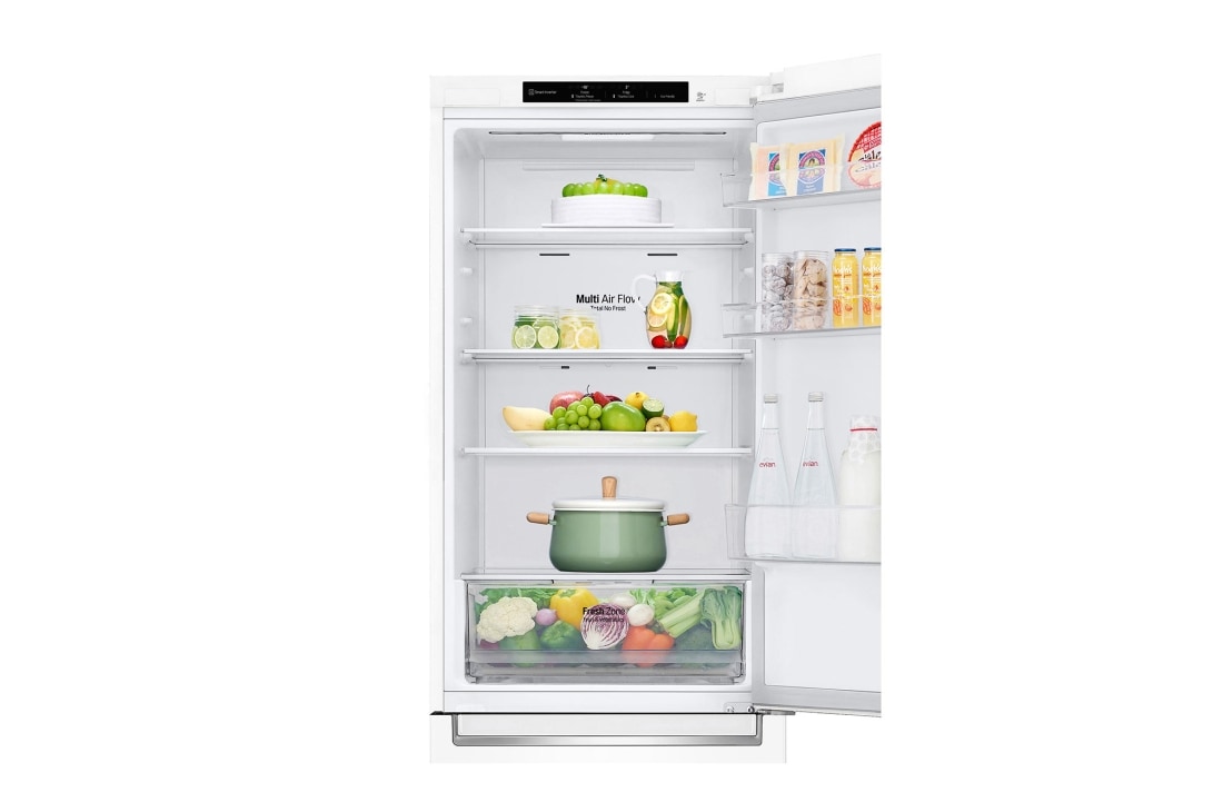 LG 341 л| Холодильник з нижньою морозильною камерою | DoorCooling+ | Інверторний компресор | Total No Frost , Front with food, GC-B459SQCL, thumbnail 5