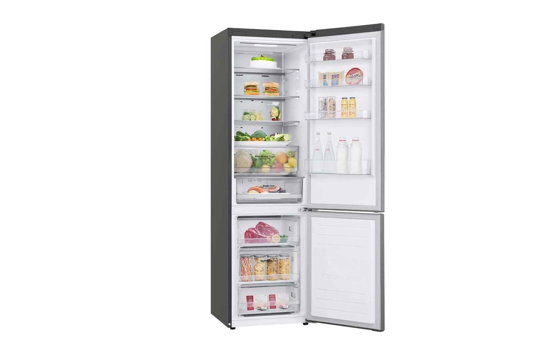 LG 384 л| Холодильник з нижньою морозильною камерою | DoorCooling+ | Інверторний компресор | Total No Frost 	, side all open food, GC-B509SMSM, thumbnail 9