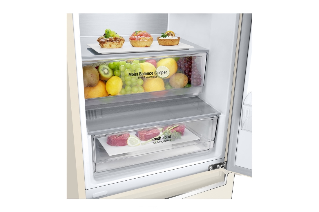 LG 384 л| Холодильник з нижньою морозильною камерою | DoorCooling+ | Інверторний компресор | Total No Frost, food closeup, GC-B509SESM, thumbnail 7