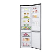 LG 384 л| Холодильник з нижньою морозильною камерою | DoorCooling+ | Інверторний компресор | Total No Frost ,  Front image opens with food, GC-B509SLCL, thumbnail 2