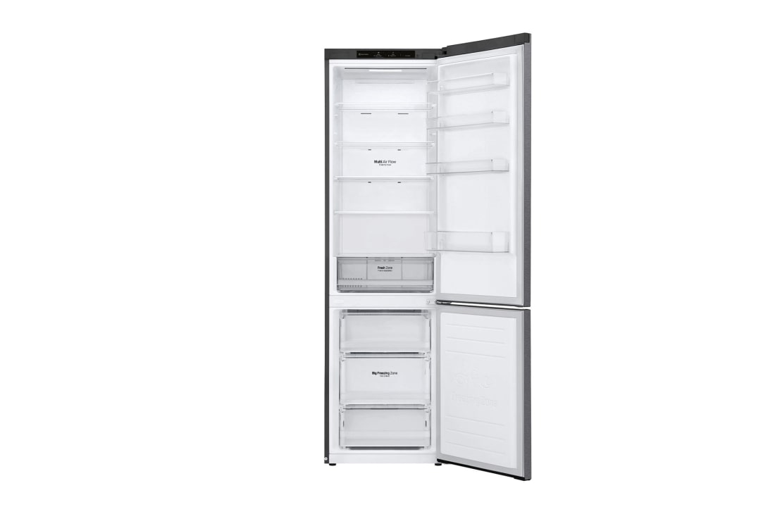 LG 384 л| Холодильник з нижньою морозильною камерою | DoorCooling+ | Інверторний компресор | Total No Frost ,  Frontal image open without food, GC-B509SLCL, thumbnail 3