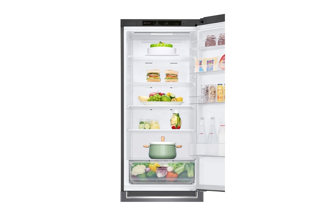 LG 384 л| Холодильник з нижньою морозильною камерою | DoorCooling+ | Інверторний компресор | Total No Frost , There is food open on top, GC-B509SLCL, thumbnail 7