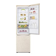 LG 384 л | Холодильник з нижньою морозильною камерою | DoorCooling+ | Інверторний компресор | Total No Frost , Верхня частина холодильника відкрита з продуктами, морозильна , GC-B509MEWM, thumbnail 4