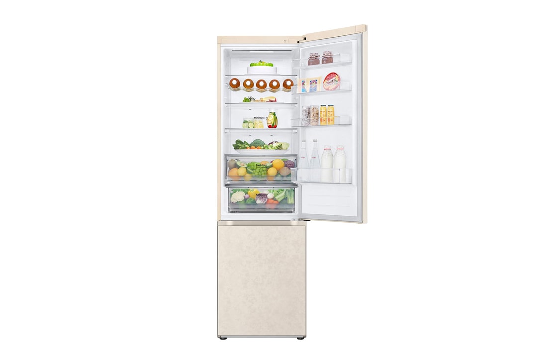 LG 387 л | Холодильник з нижньою морозильною камерою | DoorCooling+ | Інверторний компресор | Total No Frost, FrontTopOpen_Food view, GC-B509FEMW, thumbnail 6