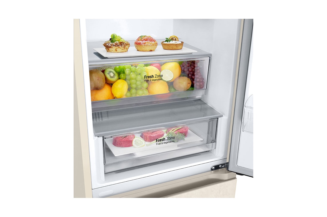LG 387 л | Холодильник з нижньою морозильною камерою | DoorCooling+ | Інверторний компресор | Total No Frost, Drawer_Food view, GC-B509FEMW, thumbnail 8