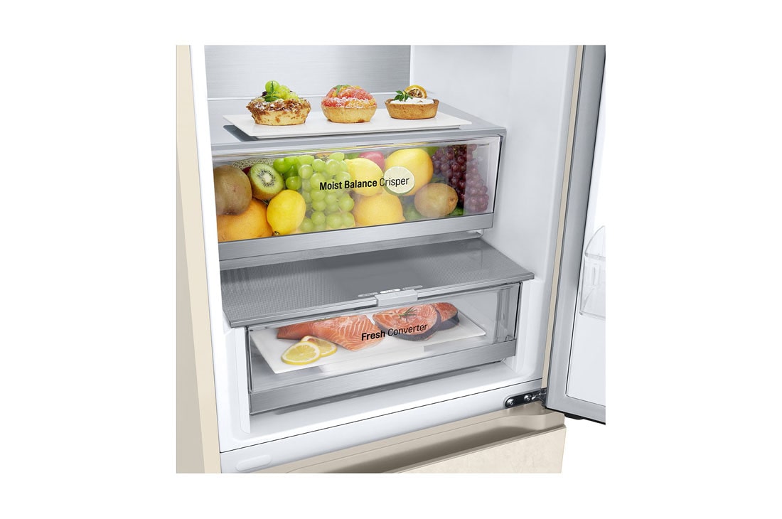 LG 387 л | Холодильник з нижньою морозильною камерою | DoorCooling+ | Інверторний компресор | Total No Frost, Drawer_Food view, GC-B509FEPW, thumbnail 9
