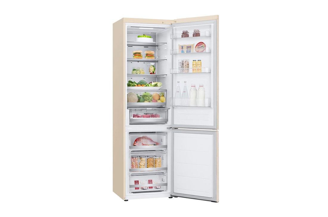 LG 387 л | Холодильник з нижньою морозильною камерою | DoorCooling+ | Інверторний компресор | Total No Frost, LeftSideOpen_Food view, GC-B509FEPW, thumbnail 11