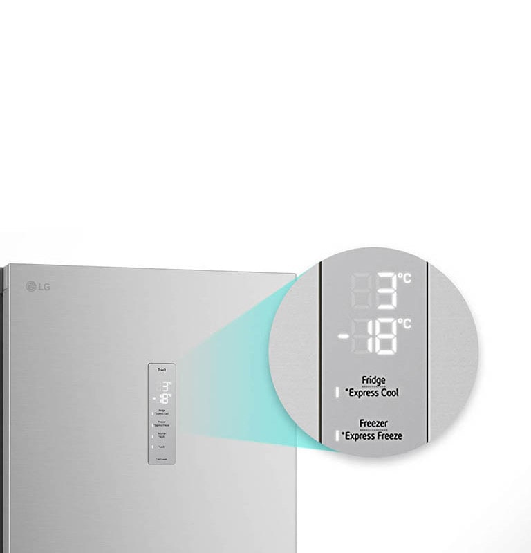 Збільшене зображення кнопки швидкого охолодження, розташованої у верхній частині холодильника.