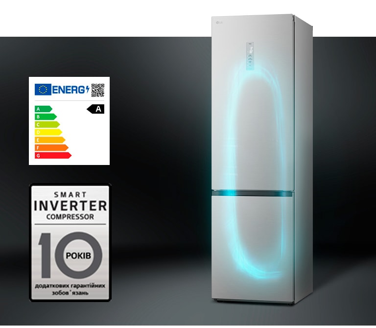 Холодильник з ефективною системою охолодження за допомогою інверторного компресора та гарантією на компресор.