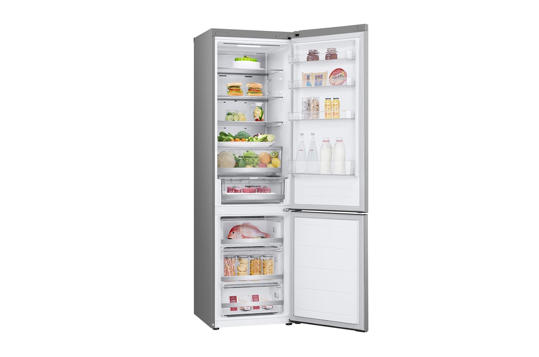 LG 387 л | Холодильник з нижньою морозильною камерою | DoorCooling+ | Інверторний компресор | Total No Frost, LeftSideOpen view, GC-B509FNPW, thumbnail 12