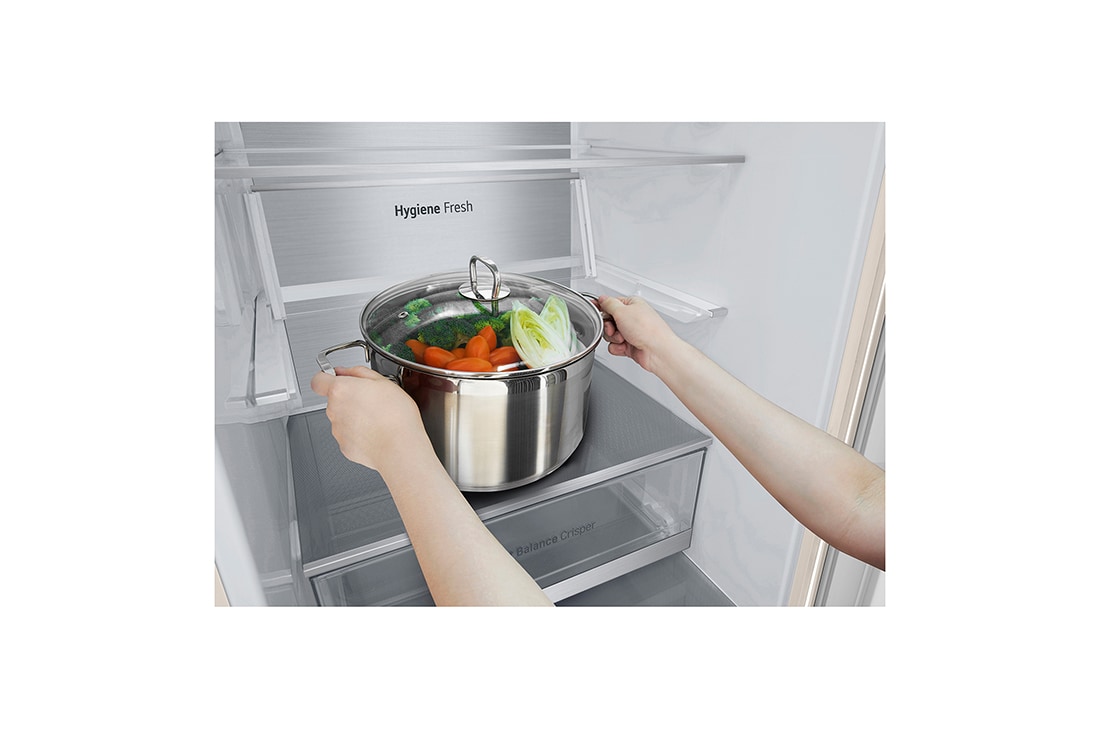 LG 344 л | Холодильник з нижньою морозильною камерою | DoorCooling+ | Інверторний компресор | Total No Frost, Складана полиця, GC-B459FEPW, thumbnail 8