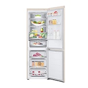 LG 344 л | Холодильник з нижньою морозильною камерою | DoorCooling+ | Інверторний компресор | Total No Frost, Вид спереду, усі двері холодильника відкриті (з їжею), GC-B459FEPW, thumbnail 2