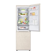 LG 344 л | Холодильник з нижньою морозильною камерою | DoorCooling+ | Інверторний компресор | Total No Frost, Вид спереду, двері холодильника відкриті (з їжею), двері морозильника закриті, GC-B459FEPW, thumbnail 6