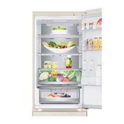 LG 344 л | Холодильник з нижньою морозильною камерою | DoorCooling+ | Інверторний компресор | Total No Frost, Вид спереду, двері холодильника відкриті (з їжею), GC-B459FEPW, thumbnail 7