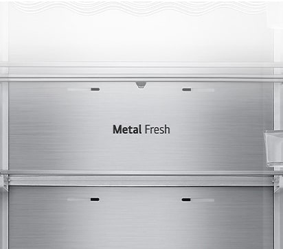 Крупний план напису Metal Fresh усередині холодильника.