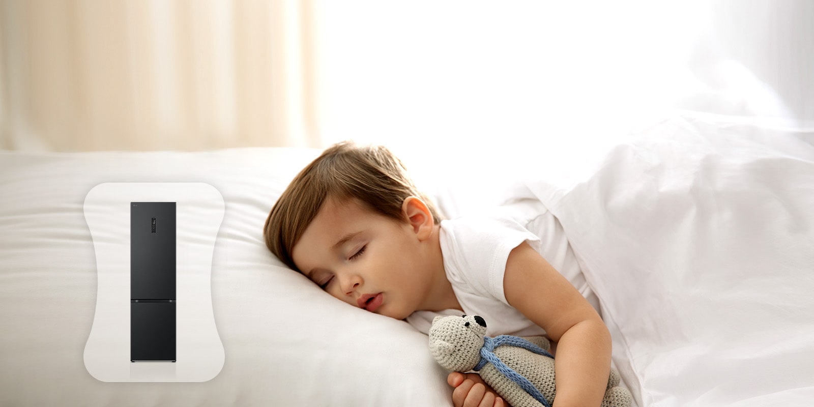 Зображено дитину у ліжку, яка міцно спить.