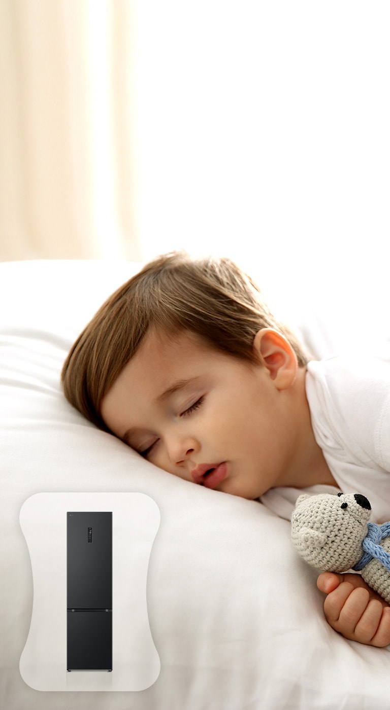 Зображено дитину у ліжку, яка міцно спить.