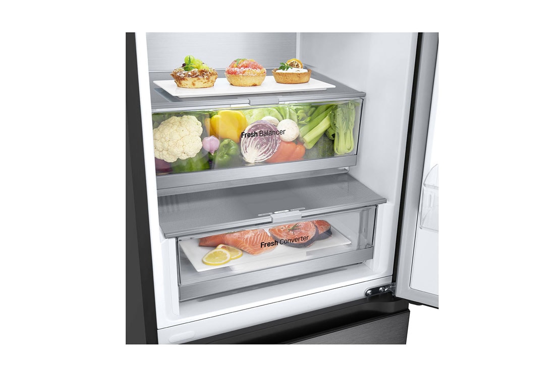 LG 387 л | Холодильник з нижньою морозильною камерою | DoorCooling+ | Інверторний компресор | Total No Frost, LeftSide view, GC-B509FTZW, thumbnail 10