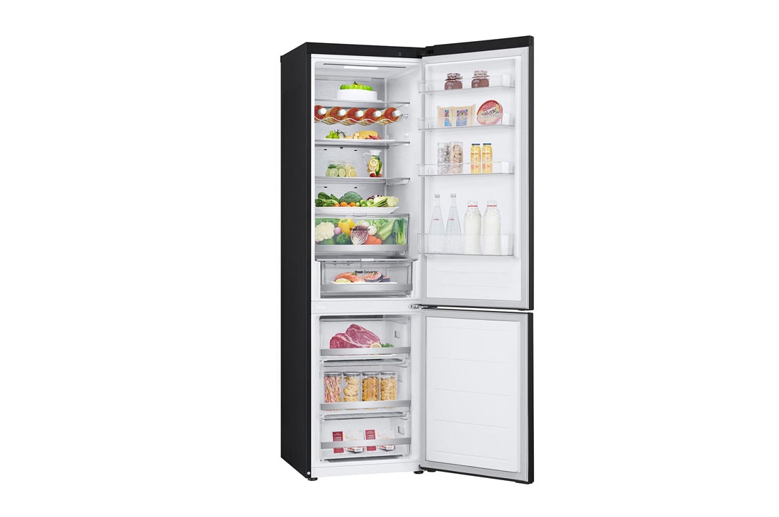LG 387 л | Холодильник з нижньою морозильною камерою | DoorCooling+ | Інверторний компресор | Total No Frost, LeftSideOpen view, GC-B509FTZW, thumbnail 12
