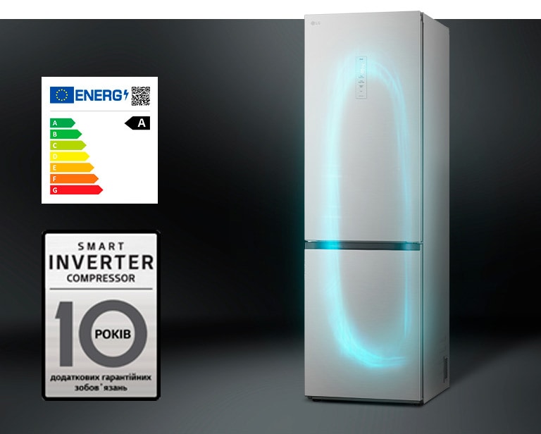Холодильник з ефективною системою охолодження за допомогою інверторного компресора та гарантією на компресор.