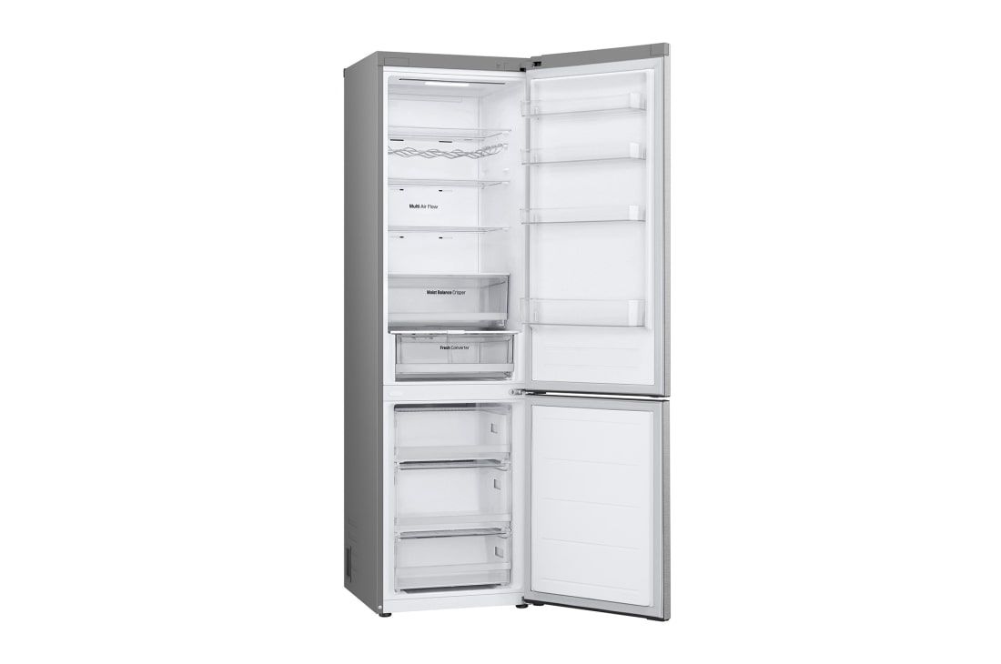 LG 384 л | Холодильник з нижньою морозильною камерою | DoorCooling+ | Fresh Converter | ThinQ , Вид зліва, двері холодильника відкриті (без їжі), GW-B509FAFW, thumbnail 11